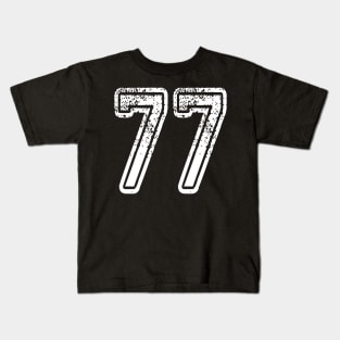 Number 77 Grungy in white Kids T-Shirt